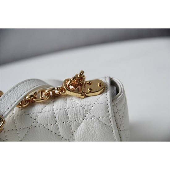 Dior Caro 2023 Micro Mini (Style: 2023 Mini) Soft Calfskin, White, Gold Hardware, Size: 13x8x4cm