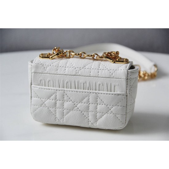 Dior Caro 2023 Micro Mini (Style: 2023 Mini) Soft Calfskin, White, Gold Hardware, Size: 13x8x4cm