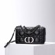 Dior Caro Calfskin, Black, Deep Silver Hardware, Medium (25.5x15.5x8cm)