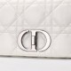 Dior Caro Calfskin, White, Deep Silver Hardware, Small (20x12x7cm)