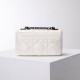 Dior Caro Calfskin, White, Deep Silver Hardware, Small (20x12x7cm)