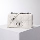 Dior Caro Calfskin, White, Deep Silver Hardware, Medium (25.5x15.5x8cm)