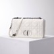 Dior Caro Calfskin, White, Deep Silver Hardware, Large (28x17x9cm)