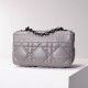 Dior Caro Calfskin, Gray, Deep Silver Hardware, Small (20x12x7cm)