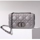 Dior Caro Calfskin, Gray, Deep Silver Hardware, Medium (25.5x15.5x8cm)