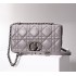 Dior Caro Calfskin, Gray, Deep Silver Hardware, Large (28x17x9cm)