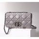 Dior Caro Calfskin, Gray, Deep Silver Hardware, Large (28x17x9cm)