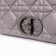 Dior Caro Calfskin, Gray, Deep Silver Hardware, Large (28x17x9cm)