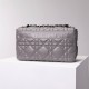 Dior Caro Calfskin, Gray, Deep Silver Hardware, Large (28x17x9cm)