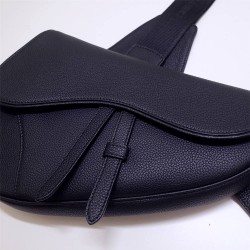 Dior 2023 New Men's Saddle, Black Full Leather, Style: 83146, Size: 20x28.6x5cm