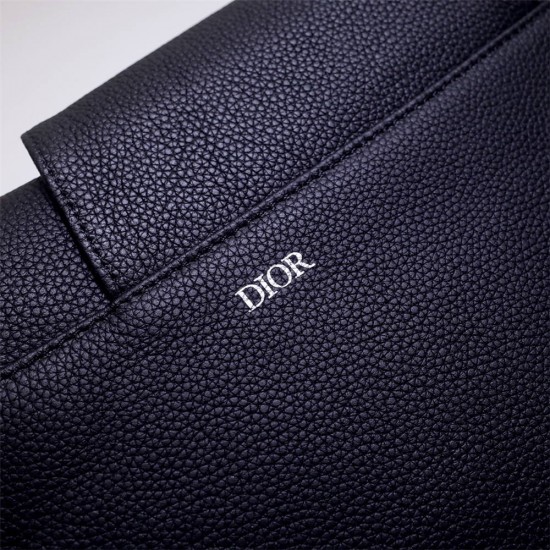 Dior 2023 New Men's Saddle, Black Full Leather, Style: 83146, Size: 20x28.6x5cm