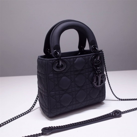 Lady Dior So Black Mini 17, Three Blocks, Calfskin Ultra-matte, Size: 17cm