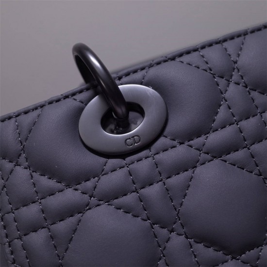 Lady Dior So Black Medium 24, Three Blocks, Calfskin Ultra-matte, Size: 24cm