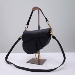 Dior Saddle Bag, Black Calfskin, Gold Hardware, Medium (25.5x20x6.5cm)