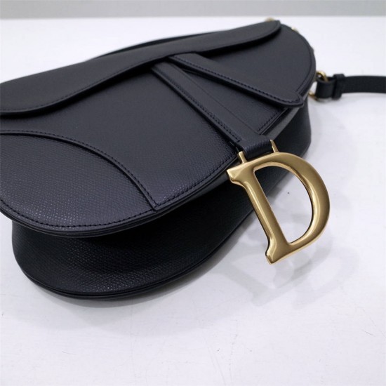 Dior Saddle Bag, Black Calfskin, Gold Hardware, Medium (25.5x20x6.5cm)