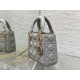 Lady Dior Mini 17cm, Three Blocks, Lambskin, Gray, Champagne Gold Hardware