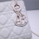 Lady Dior Mini 17cm, Three Blocks, Lambskin, Lady Matte White Pearl, White Matte Hardware