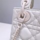 Lady Dior Mini 17cm, Three Blocks, Lambskin, Lady Matte White Pearl, White Matte Hardware