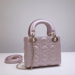 Lady Dior Mini 17cm, Three Blocks, Lambskin, Pink