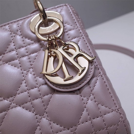 Lady Dior Mini 17cm, Three Blocks, Lambskin, Pink