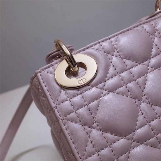 Lady Dior Mini 17cm, Three Blocks, Lambskin, Pink