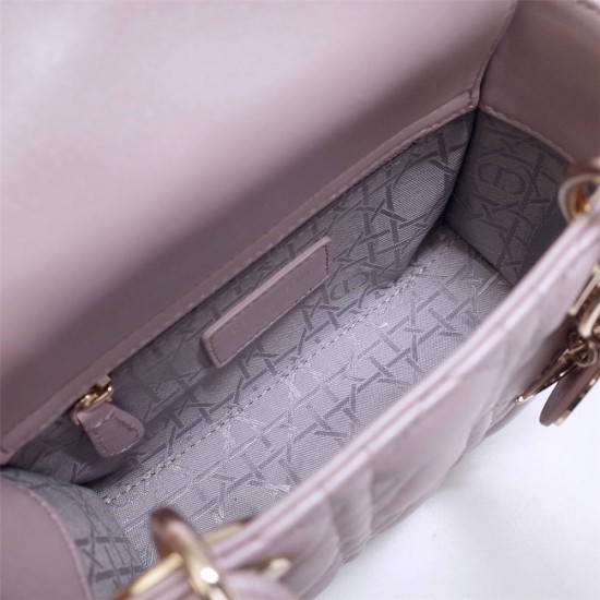 Lady Dior Mini 17cm, Three Blocks, Lambskin, Pink