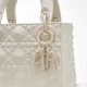 Lady Dior Mini 17cm, Three Blocks, Lambskin, Milk White, Champagne Gold Hardware