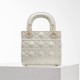 Lady Dior Mini 17cm, Three Blocks, Lambskin, Milk White, Champagne Gold Hardware