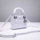 Lady Dior Mini 17cm, Three Blocks, Lambskin, White, Silver Hardware