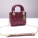 Lady Dior Mini 17cm, Three Blocks, Lambskin, Red, Champagne Gold Hardware