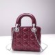 Lady Dior Mini 17cm, Three Blocks, Lambskin, Red, Silver Hardware