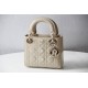 Lady Dior Mini 17cm, Three Blocks, Patent Leather, Light Yellow, Champagne Gold Hardware