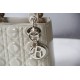 Lady Dior Mini 17cm, Three Blocks, Patent Leather, Light Yellow, Champagne Gold Hardware