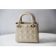 Lady Dior Mini 17cm, Three Blocks, Patent Leather, Light Yellow, Champagne Gold Hardware