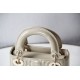 Lady Dior Mini 17cm, Three Blocks, Patent Leather, Light Yellow, Champagne Gold Hardware