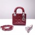 Lady Dior Mini 17cm, Three Blocks, Patent Leather, Red, Champagne Gold Hardware