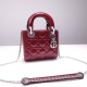 Lady Dior Mini 17cm, Three Blocks, Patent Leather, Red, Champagne Gold Hardware