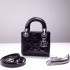 Lady Dior Mini 17cm, Three Blocks, Patent Leather, Black, Silver Hardware