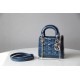 Lady Dior Mini 17cm, Three Blocks, Patent Leather, Blue, Champagne Gold Hardware