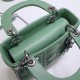 Lady Dior Mini 17cm, Three Blocks, Lambskin, Green, Silver Hardware