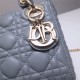 Lady Dior Mini 17cm, Three Blocks, Lambskin, Light Blue, Champagne Gold Hardware