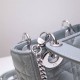 Lady Dior Mini 17cm, Three Blocks, Lambskin, Light Blue, Silver Hardware