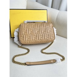 Fendi Baguette Medium 24 Chain Light Brown All Leather Gold Buckle 24x14.5x7cm 7001