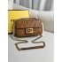 Fendi Baguette Medium 24 Chain Dark Brown All Leather Gold Buckle 24x14.5x7cm 7001