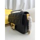 Fendi Baguette Medium 24 Chain Black All Leather Gold Buckle 24x14.5x7cm 7001