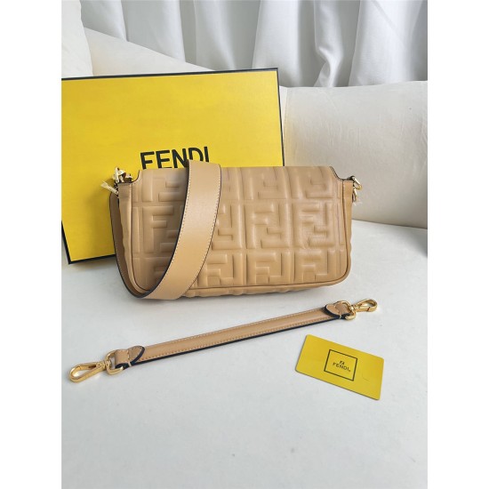 Fendi Baguette Medium 27 Chain Yellow All Leather Gold Hardware 27x15x6cm 211