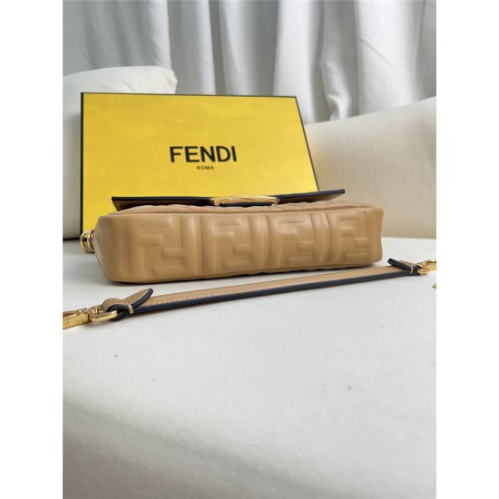 Fendi Baguette Medium 27 Chain Yellow All Leather Gold Hardware 27x15x6cm 211