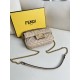 Fendi Baguette Mini 19 Chain Apricot All Leather Gold Buckle 19x11.5x4cm