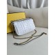 Fendi Baguette Mini 19 Chain White All Leather Gold Buckle 19x11.5x4cm