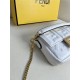 Fendi Baguette Mini 19 Chain White All Leather Gold Buckle 19x11.5x4cm